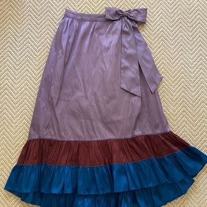 Anthropologie Sachin & Babi Colorblocked Ruffle Midi Maxi Wrap Skirt